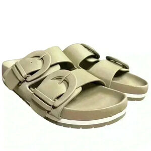 Time And Tru Women's Double Strap Buckled Slide Sandals in Taupe sz 6
